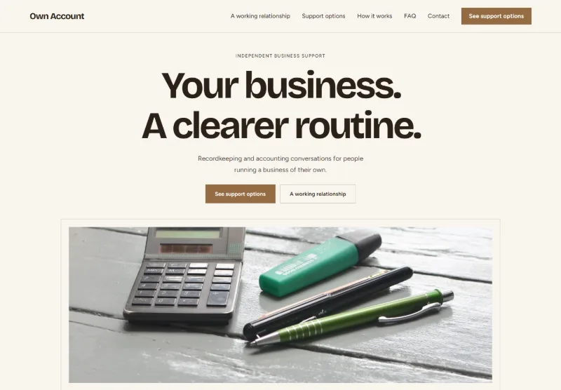 Own Account website concept