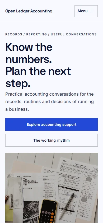 Open Ledger Accounting phone layout