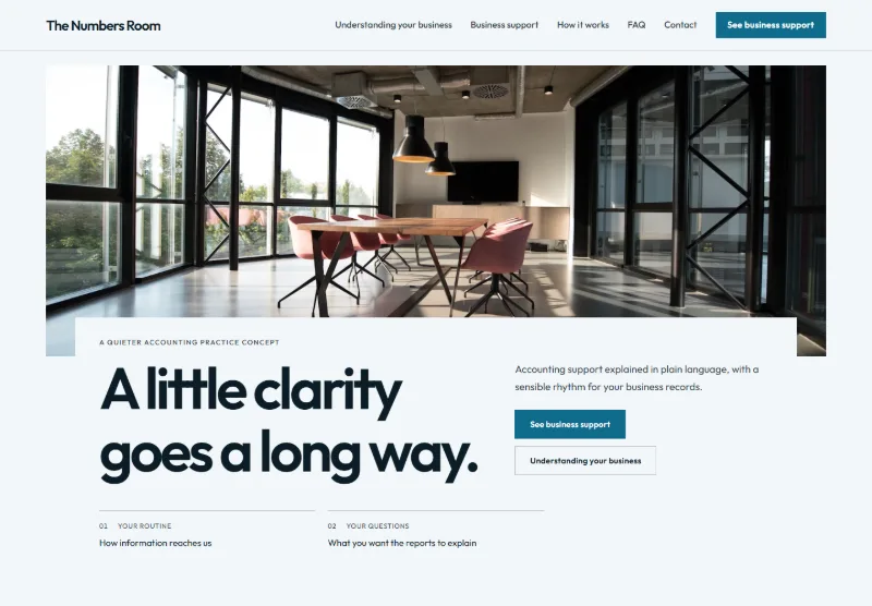 The Numbers Room website concept