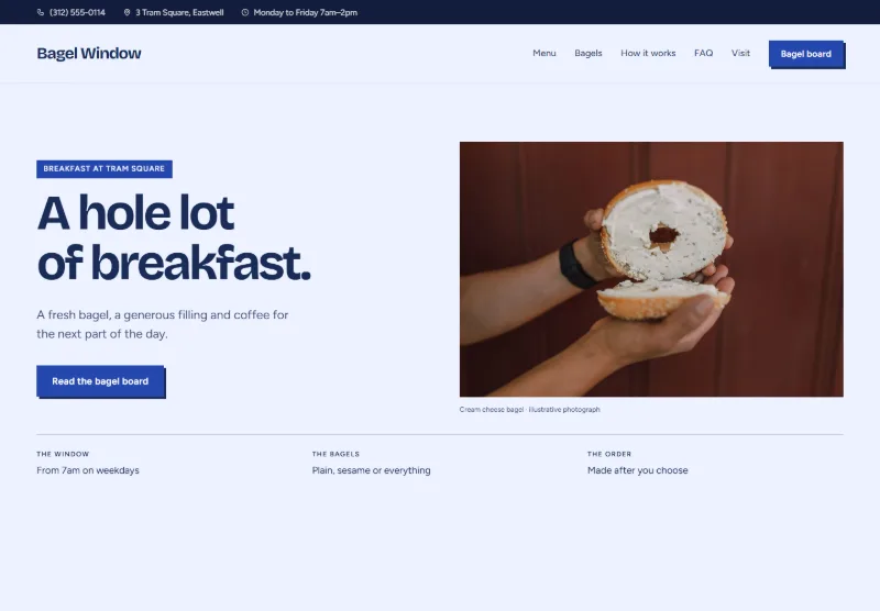 Bagel Window website concept