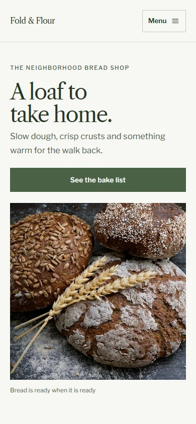 Fold & Flour phone layout