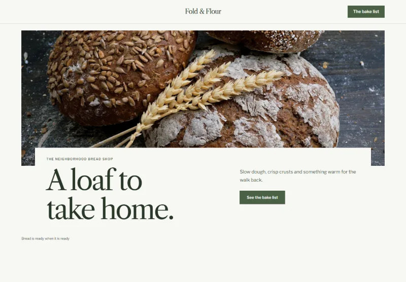 Fold & Flour website concept