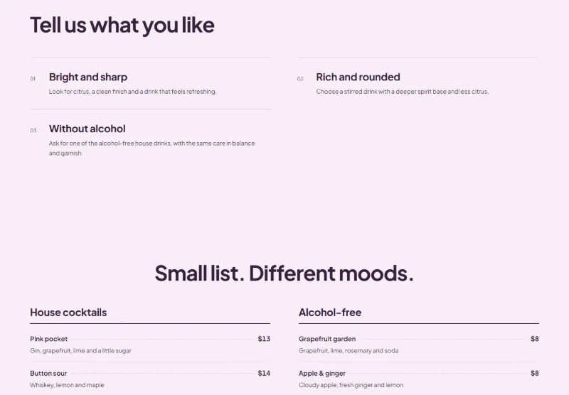 Pocket Bar page detail