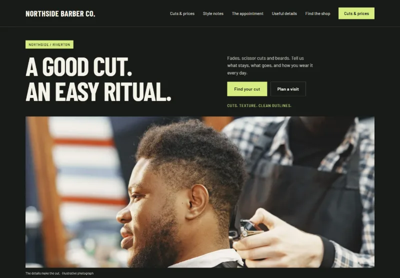 Northside Barber Co. website concept