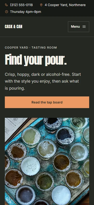 Cask & Can phone layout