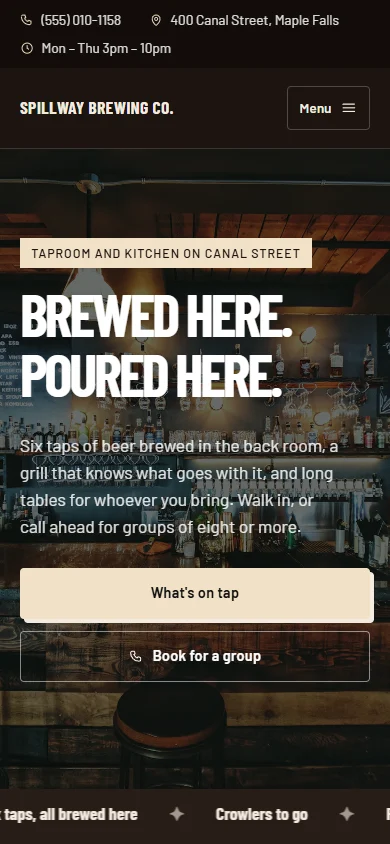 Spillway Brewing Co. phone layout
