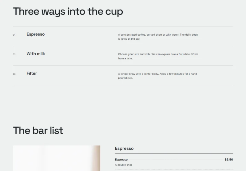Manual Coffee page detail