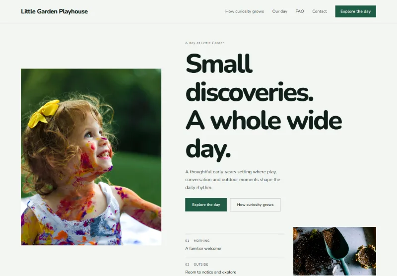 Little Garden Playhouse website concept