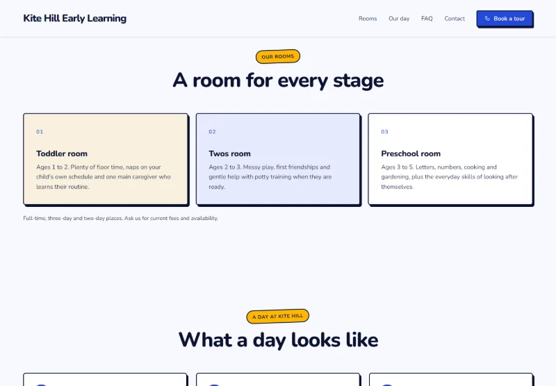 Kite Hill Early Learning page detail