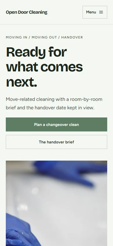Open Door Cleaning phone layout
