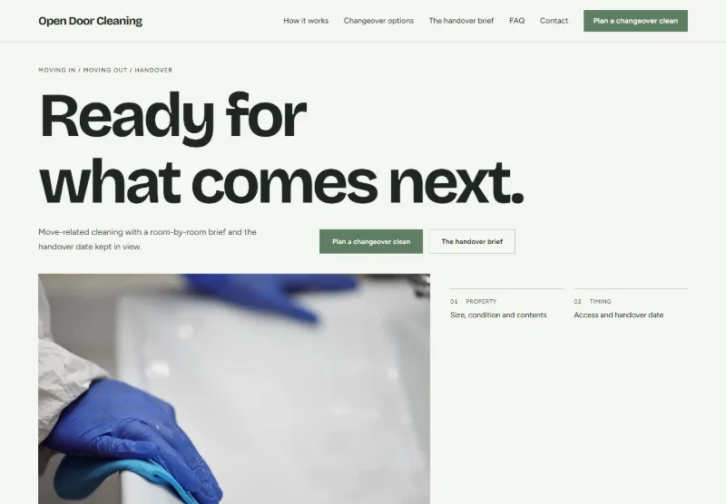 Open Door Cleaning website concept