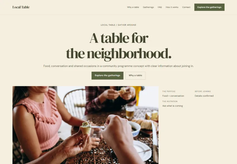 Local Table website concept