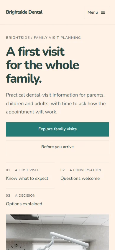 Brightside Dental phone layout