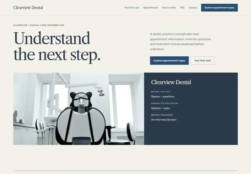 Clearview Dental website concept