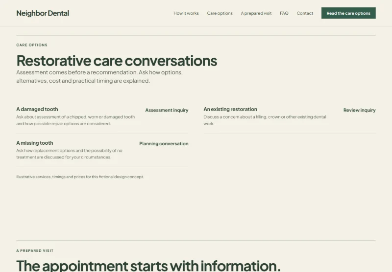 Neighbor Dental page detail