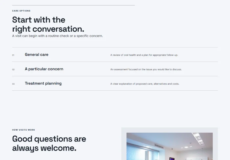 Morrow Dental Studio page detail