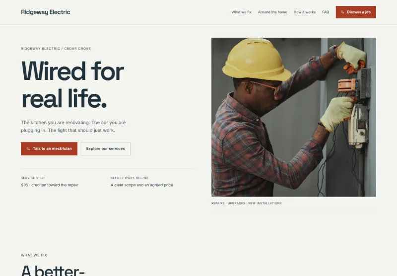 Ridgeway Electric website concept