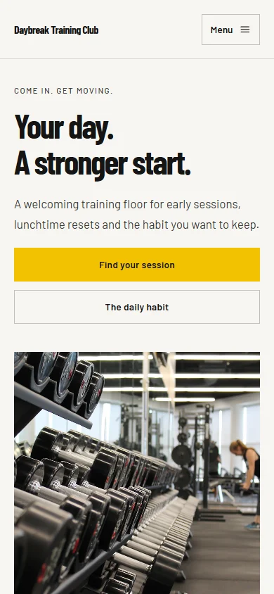 Daybreak Training Club phone layout