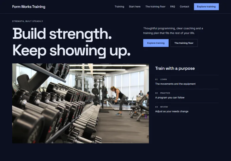 Form Works Training website concept