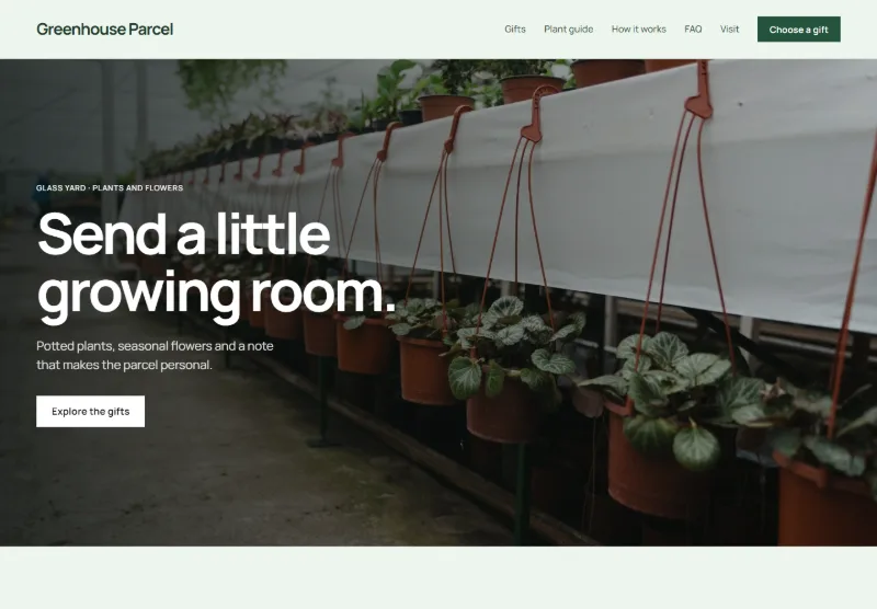Greenhouse Parcel website concept