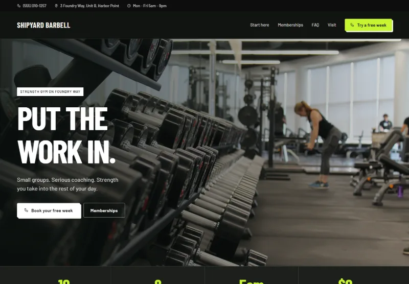 Shipyard Barbell website concept