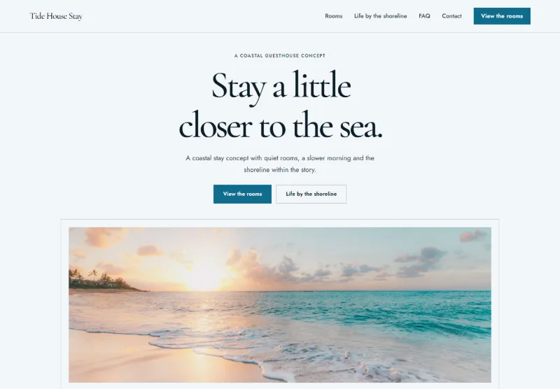 Tide House Stay website concept