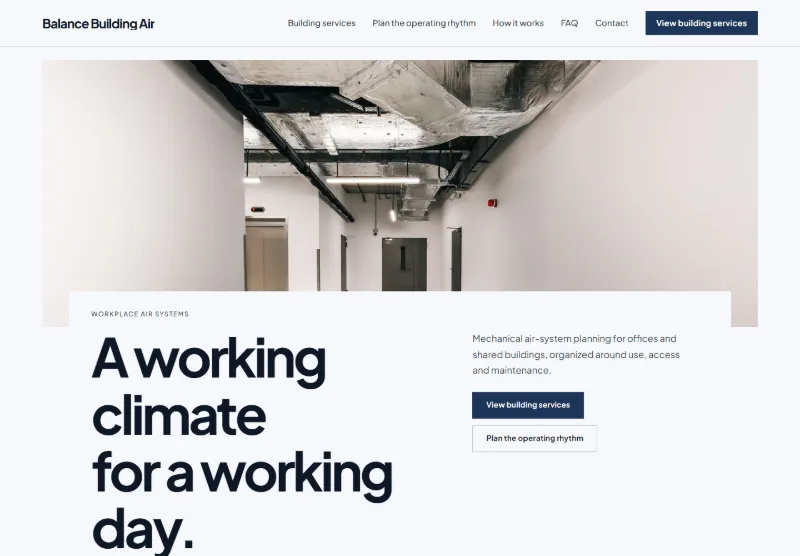 Balance Building Air website concept