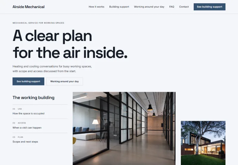 Airside Mechanical website concept