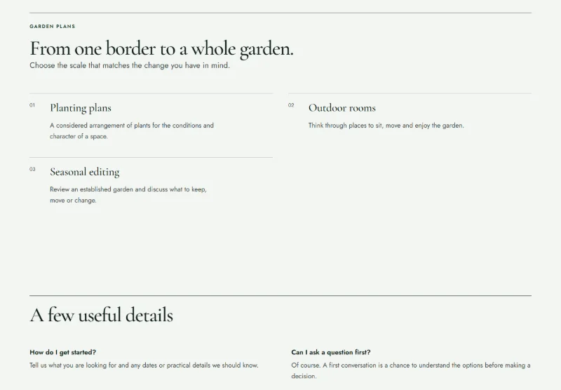 Field Notes Gardens page detail