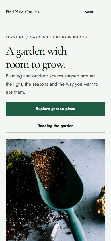 Field Notes Gardens phone layout