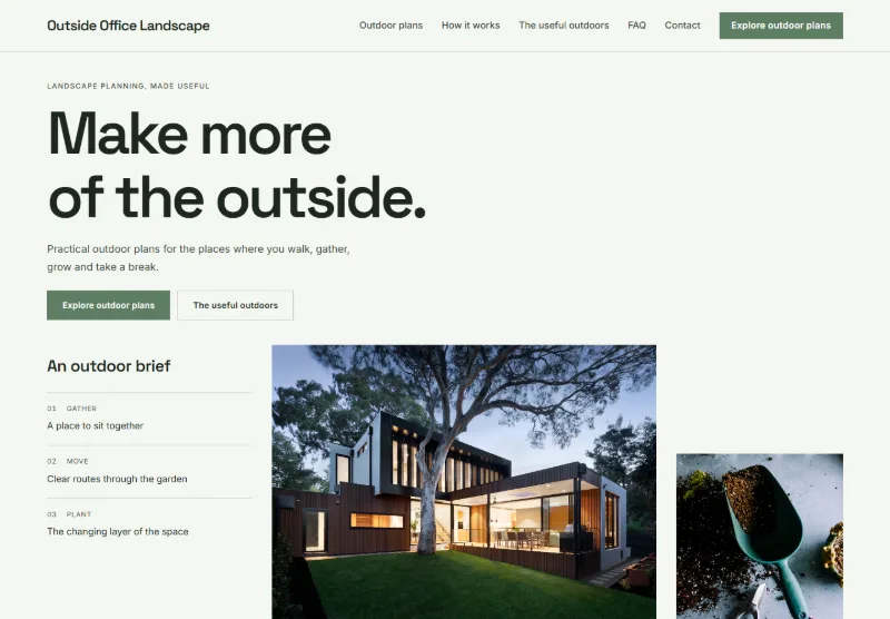 Outside Office Landscape website concept