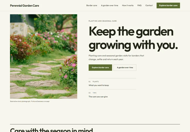 Perennial Garden Care website concept