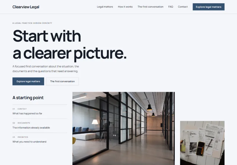 Clearview Legal website concept