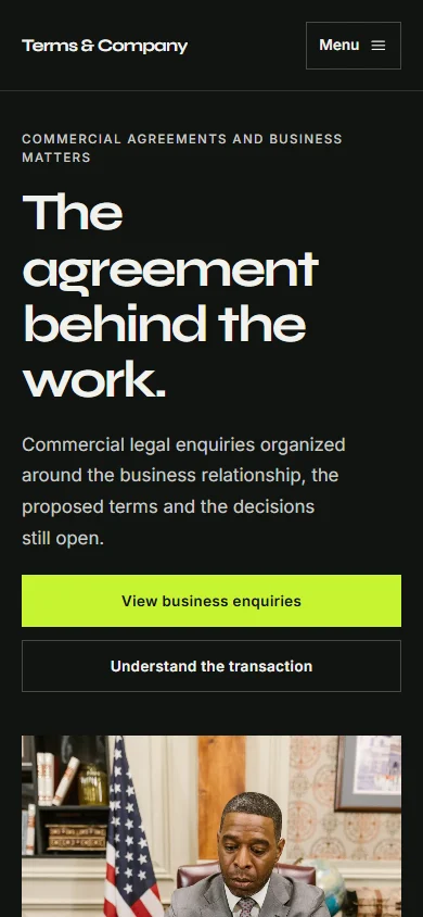 Terms & Company phone layout