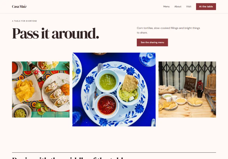 Casa Maíz website concept