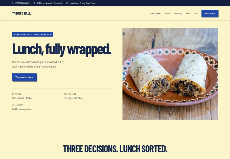 Taquito Hall website concept