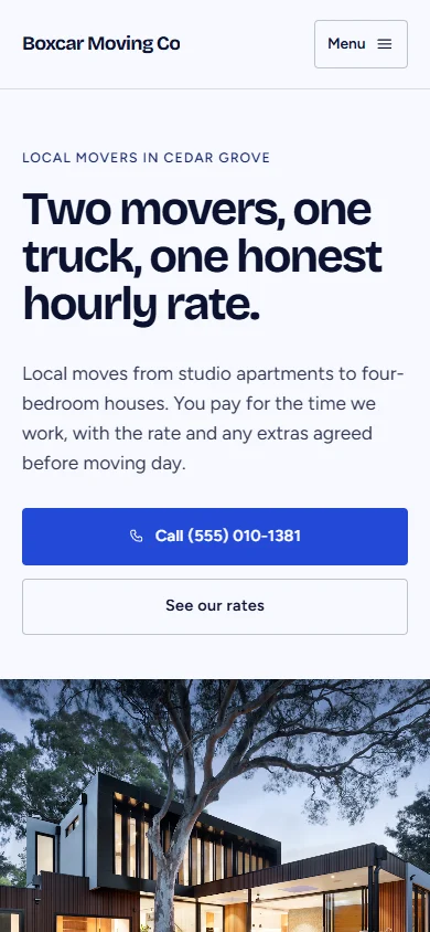 Boxcar Moving Co phone layout