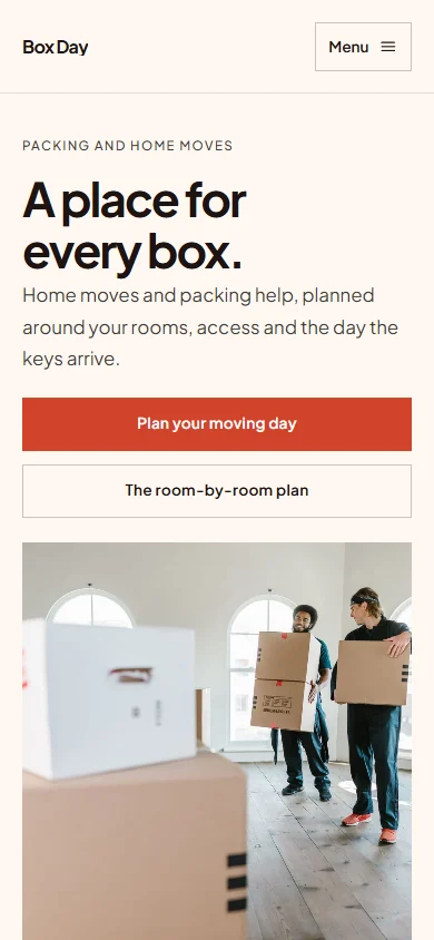 Box Day phone layout
