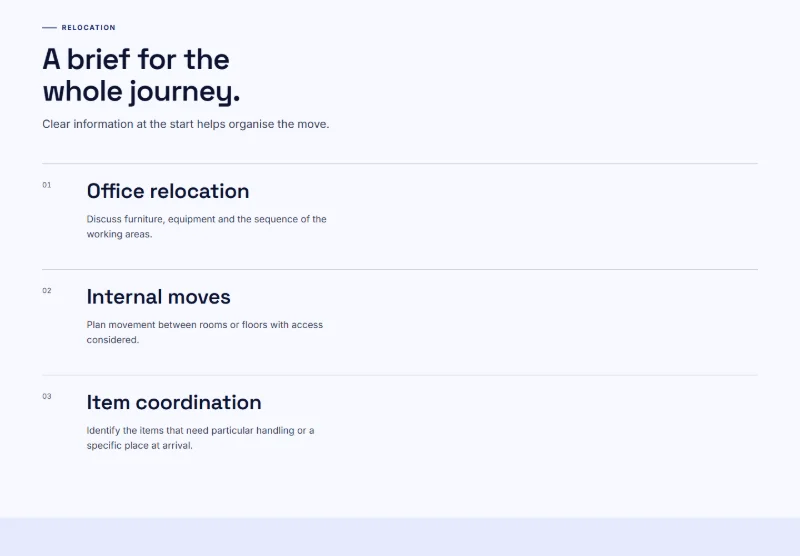 Route & Room Relocations page detail