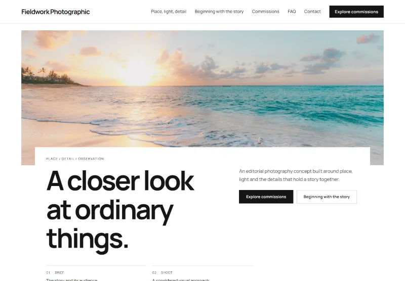 Fieldwork Photographic website concept