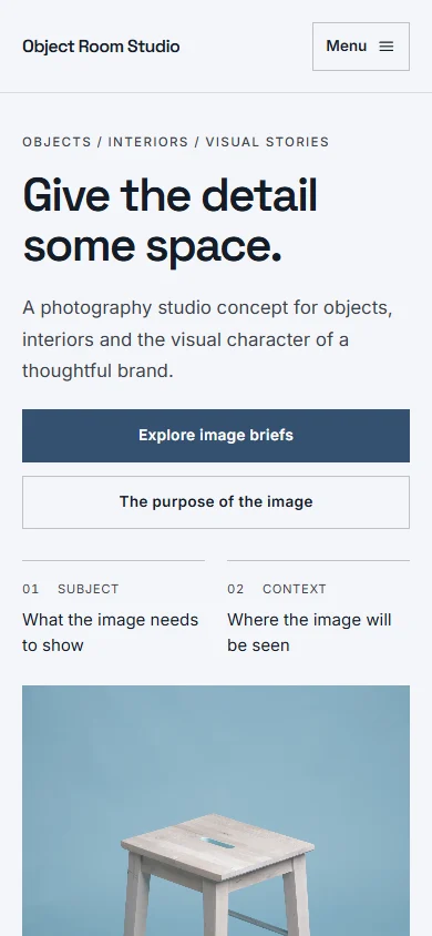Object Room Studio phone layout