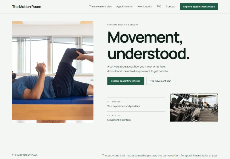 The Motion Room website concept