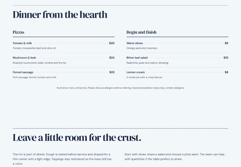 Hearth Six page detail