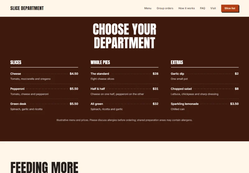 Slice Department page detail