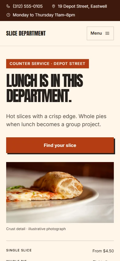 Slice Department phone layout