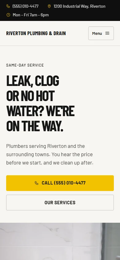 Riverton Plumbing & Drain phone layout