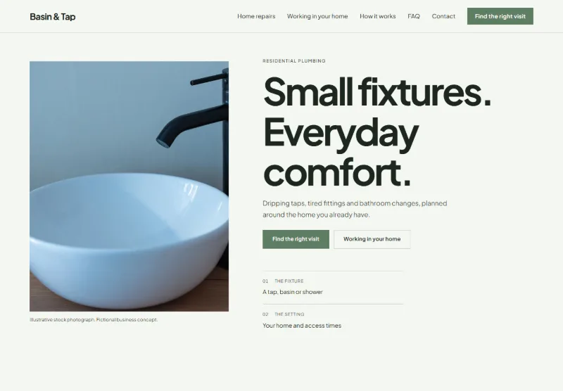 Basin & Tap website concept