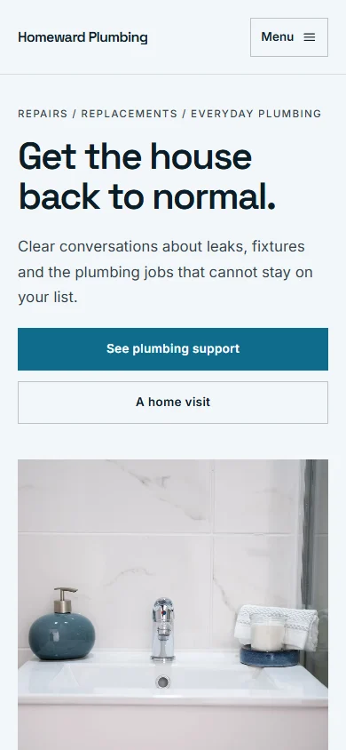 Homeward Plumbing phone layout