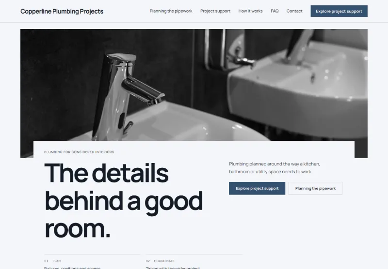 Copperline Plumbing Projects website concept