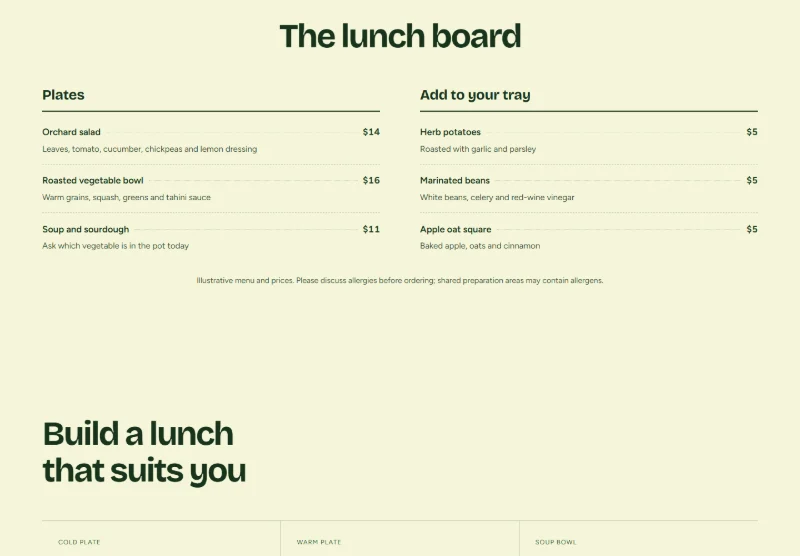 Orchard Canteen page detail